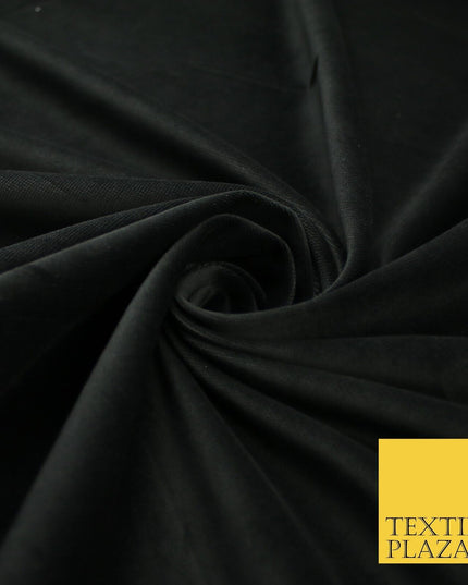 Black Plain 100% COTTON VELVET Non-Stretch Fabric Material Dress Craft 52" 9403