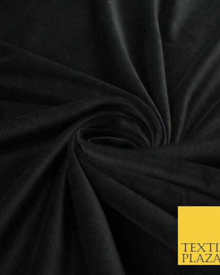 Black Plain 100% COTTON VELVET Non-Stretch Fabric Material Dress Craft 52" 9403