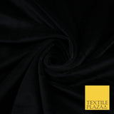 BLACK Luxury Soft Velvet Velour Fabric Low Stretch Material 68" WIDE 9164