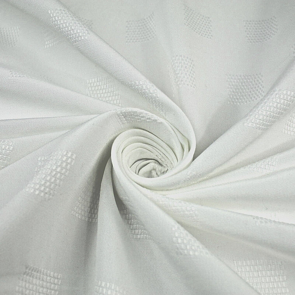 White Jacquard Tablecloth Fabric Table Cover Dining Napkins PER METRE - 60" Wide