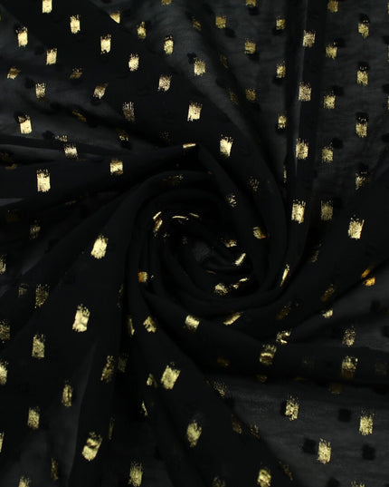 14 COLOURS - Swiss Knot Gold Foil Dot Dobby Sheer Georgette Chiffon Fabric 58"