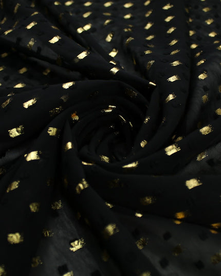 14 COLOURS - Swiss Knot Gold Foil Dot Dobby Sheer Georgette Chiffon Fabric 58"