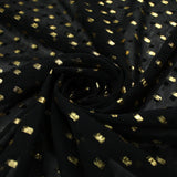 14 COLOURS - Swiss Knot Gold Foil Dot Dobby Sheer Georgette Chiffon Fabric 58"