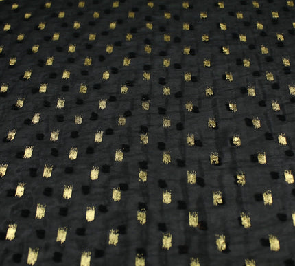 14 COLOURS - Swiss Knot Gold Foil Dot Dobby Sheer Georgette Chiffon Fabric 58"