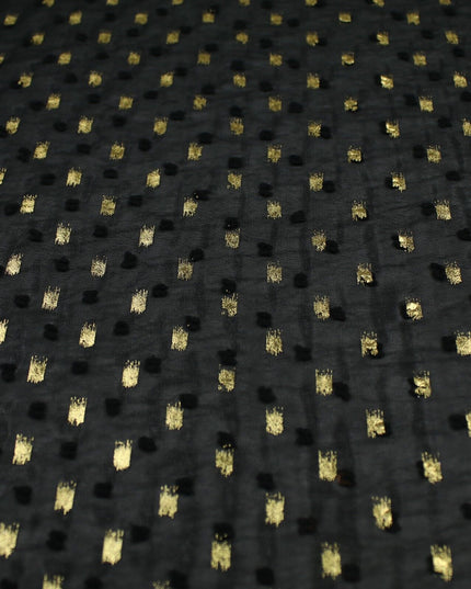 14 COLOURS - Swiss Knot Gold Foil Dot Dobby Sheer Georgette Chiffon Fabric 58"
