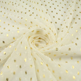14 COLOURS - Swiss Knot Gold Foil Dot Dobby Sheer Georgette Chiffon Fabric 58"