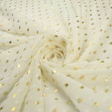 14 COLOURS - Swiss Knot Gold Foil Dot Dobby Sheer Georgette Chiffon Fabric 58"