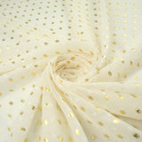 14 COLOURS - Swiss Knot Gold Foil Dot Dobby Sheer Georgette Chiffon Fabric 58"