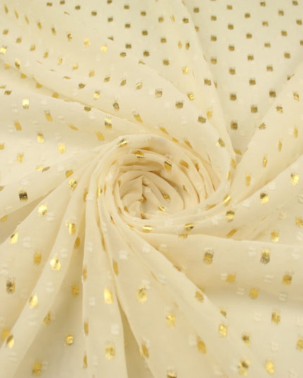 14 COLOURS - Swiss Knot Gold Foil Dot Dobby Sheer Georgette Chiffon Fabric 58"