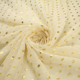 14 COLOURS - Swiss Knot Gold Foil Dot Dobby Sheer Georgette Chiffon Fabric 58"