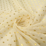 14 COLOURS - Swiss Knot Gold Foil Dot Dobby Sheer Georgette Chiffon Fabric 58"