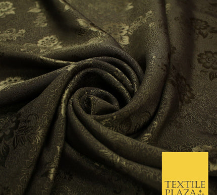 8 COLOURS - Premium Floral Leafy Tonal Satin Jacquard Dress Fabric 58" Wide