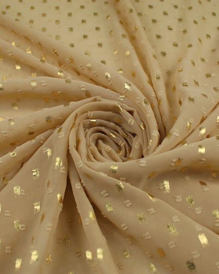 14 COLOURS - Swiss Knot Gold Foil Dot Dobby Sheer Georgette Chiffon Fabric 58"
