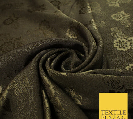 8 COLOURS - Premium Floral Leafy Tonal Satin Jacquard Dress Fabric 58" Wide