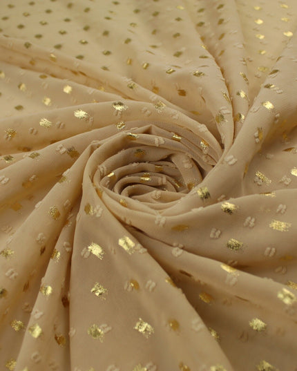 14 COLOURS - Swiss Knot Gold Foil Dot Dobby Sheer Georgette Chiffon Fabric 58"