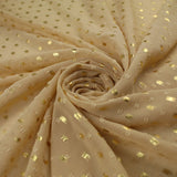 14 COLOURS - Swiss Knot Gold Foil Dot Dobby Sheer Georgette Chiffon Fabric 58"
