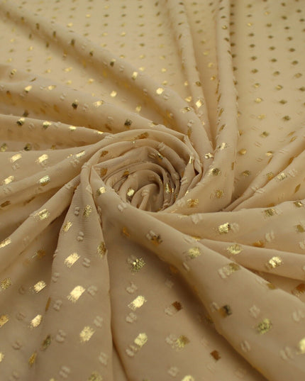 14 COLOURS - Swiss Knot Gold Foil Dot Dobby Sheer Georgette Chiffon Fabric 58"