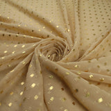 14 COLOURS - Swiss Knot Gold Foil Dot Dobby Sheer Georgette Chiffon Fabric 58"