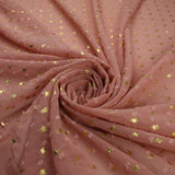 14 COLOURS - Swiss Knot Gold Foil Dot Dobby Sheer Georgette Chiffon Fabric 58"