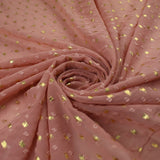 14 COLOURS - Swiss Knot Gold Foil Dot Dobby Sheer Georgette Chiffon Fabric 58"