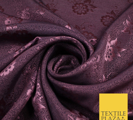8 COLOURS - Premium Floral Leafy Tonal Satin Jacquard Dress Fabric 58" Wide