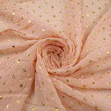 14 COLOURS - Swiss Knot Gold Foil Dot Dobby Sheer Georgette Chiffon Fabric 58"