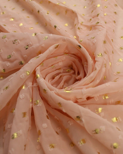 14 COLOURS - Swiss Knot Gold Foil Dot Dobby Sheer Georgette Chiffon Fabric 58"