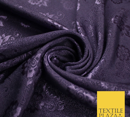 8 COLOURS - Premium Floral Leafy Tonal Satin Jacquard Dress Fabric 58" Wide