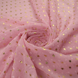14 COLOURS - Swiss Knot Gold Foil Dot Dobby Sheer Georgette Chiffon Fabric 58"