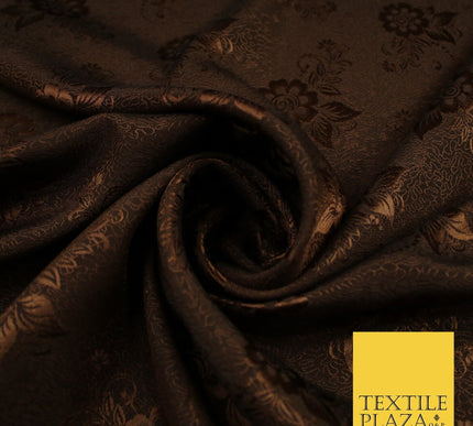 8 COLOURS - Premium Floral Leafy Tonal Satin Jacquard Dress Fabric 58" Wide