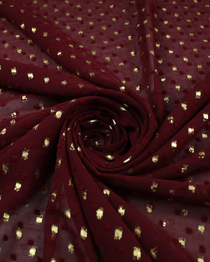 14 COLOURS - Swiss Knot Gold Foil Dot Dobby Sheer Georgette Chiffon Fabric 58"