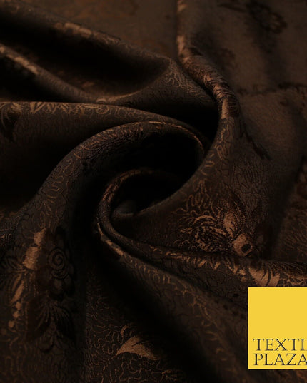 8 COLOURS - Premium Floral Leafy Tonal Satin Jacquard Dress Fabric 58" Wide