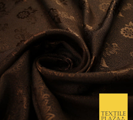 8 COLOURS - Premium Floral Leafy Tonal Satin Jacquard Dress Fabric 58" Wide