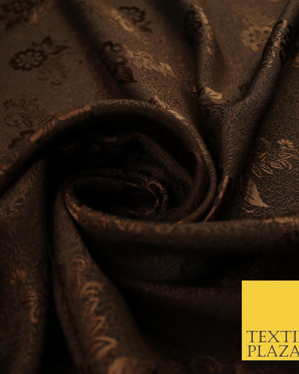 8 COLOURS - Premium Floral Leafy Tonal Satin Jacquard Dress Fabric 58" Wide