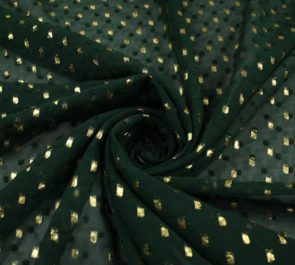 14 COLOURS - Swiss Knot Gold Foil Dot Dobby Sheer Georgette Chiffon Fabric 58"