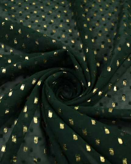 14 COLOURS - Swiss Knot Gold Foil Dot Dobby Sheer Georgette Chiffon Fabric 58"
