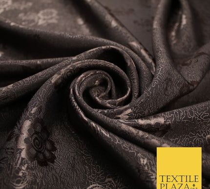 8 COLOURS - Premium Floral Leafy Tonal Satin Jacquard Dress Fabric 58" Wide