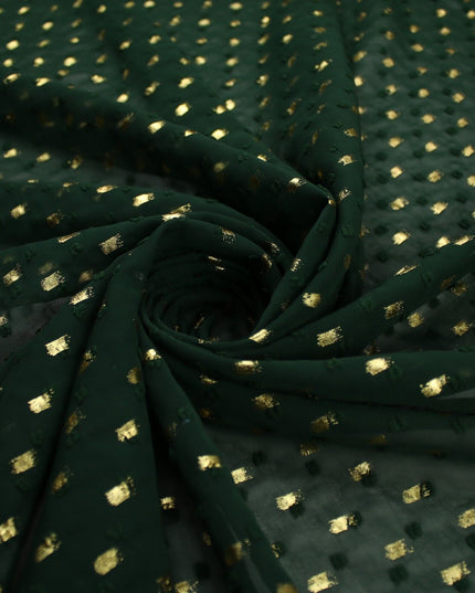 14 COLOURS - Swiss Knot Gold Foil Dot Dobby Sheer Georgette Chiffon Fabric 58"