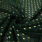 14 COLOURS - Swiss Knot Gold Foil Dot Dobby Sheer Georgette Chiffon Fabric 58"