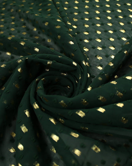 14 COLOURS - Swiss Knot Gold Foil Dot Dobby Sheer Georgette Chiffon Fabric 58"