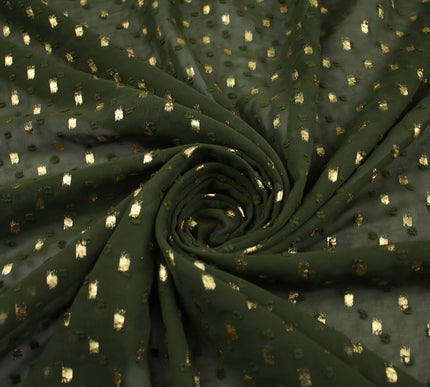 14 COLOURS - Swiss Knot Gold Foil Dot Dobby Sheer Georgette Chiffon Fabric 58"