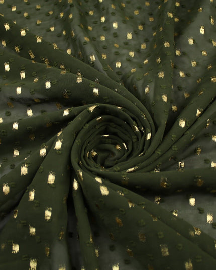 14 COLOURS - Swiss Knot Gold Foil Dot Dobby Sheer Georgette Chiffon Fabric 58"