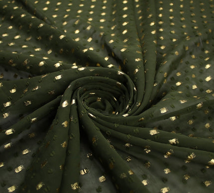 14 COLOURS - Swiss Knot Gold Foil Dot Dobby Sheer Georgette Chiffon Fabric 58"
