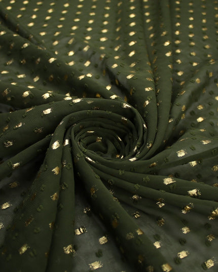 14 COLOURS - Swiss Knot Gold Foil Dot Dobby Sheer Georgette Chiffon Fabric 58"