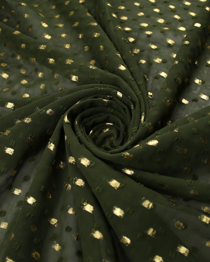14 COLOURS - Swiss Knot Gold Foil Dot Dobby Sheer Georgette Chiffon Fabric 58"