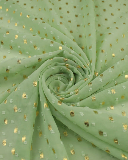 14 COLOURS - Swiss Knot Gold Foil Dot Dobby Sheer Georgette Chiffon Fabric 58"