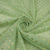 14 COLOURS - Swiss Knot Gold Foil Dot Dobby Sheer Georgette Chiffon Fabric 58"