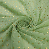 14 COLOURS - Swiss Knot Gold Foil Dot Dobby Sheer Georgette Chiffon Fabric 58"
