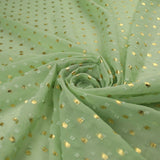 14 COLOURS - Swiss Knot Gold Foil Dot Dobby Sheer Georgette Chiffon Fabric 58"