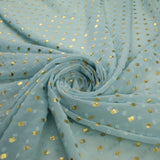 14 COLOURS - Swiss Knot Gold Foil Dot Dobby Sheer Georgette Chiffon Fabric 58"